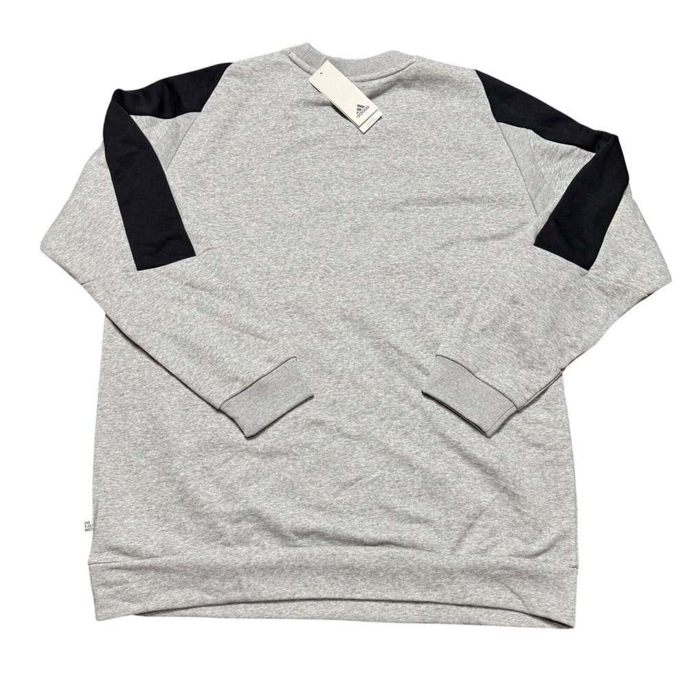 Adidas Mens Sweatshirt‎ Crewneck Pullover Grey Black Logo XLarge Athletic - Picture 4 of 4